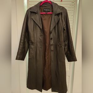 Brown vintage 3/4 length leather jacket